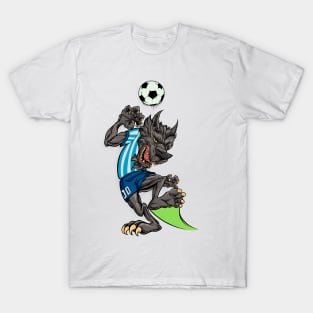 Comic wolf plays soccer T-Shirt